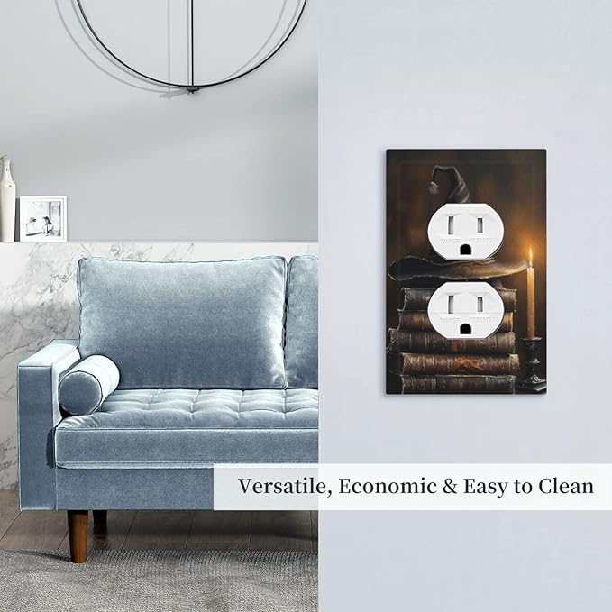 Decorative Art Light Switch Covers Wizard’s Hat & Spellbooks 1 Gang Single Duplex Outlet Wall Plate Switchplate Electrical Faceplate for Home Decor