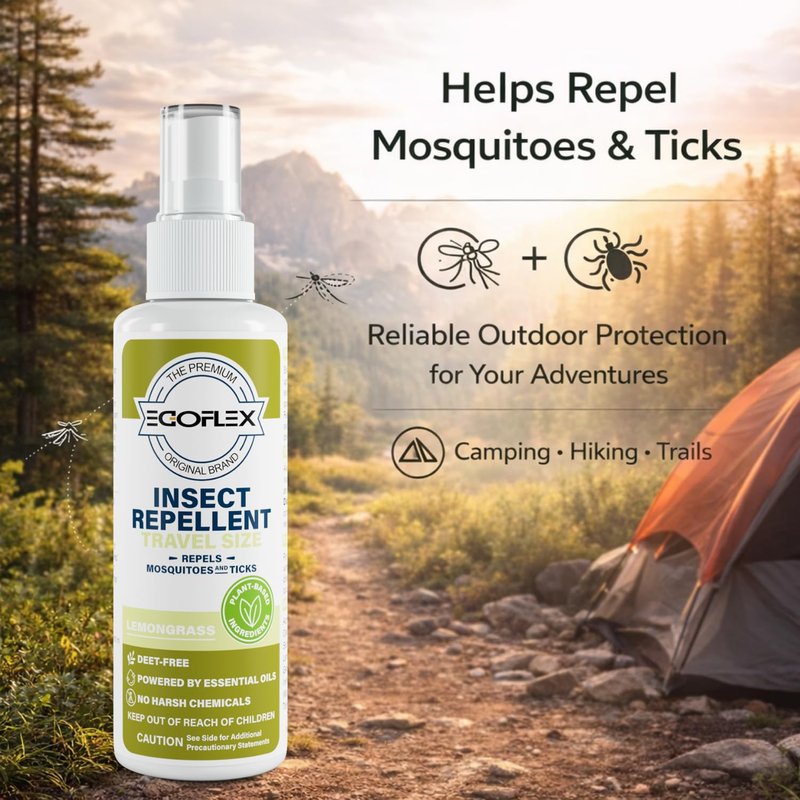 3-Pack Mosquito Repellent Spray - DEET-Free Bug Spray Travel Size TSA Approved - Mosquito, Tick & Insect Killer Deterrent with Natural Essential Oils - Lemongrass Scent - Safe for Family - 3 Fl Oz