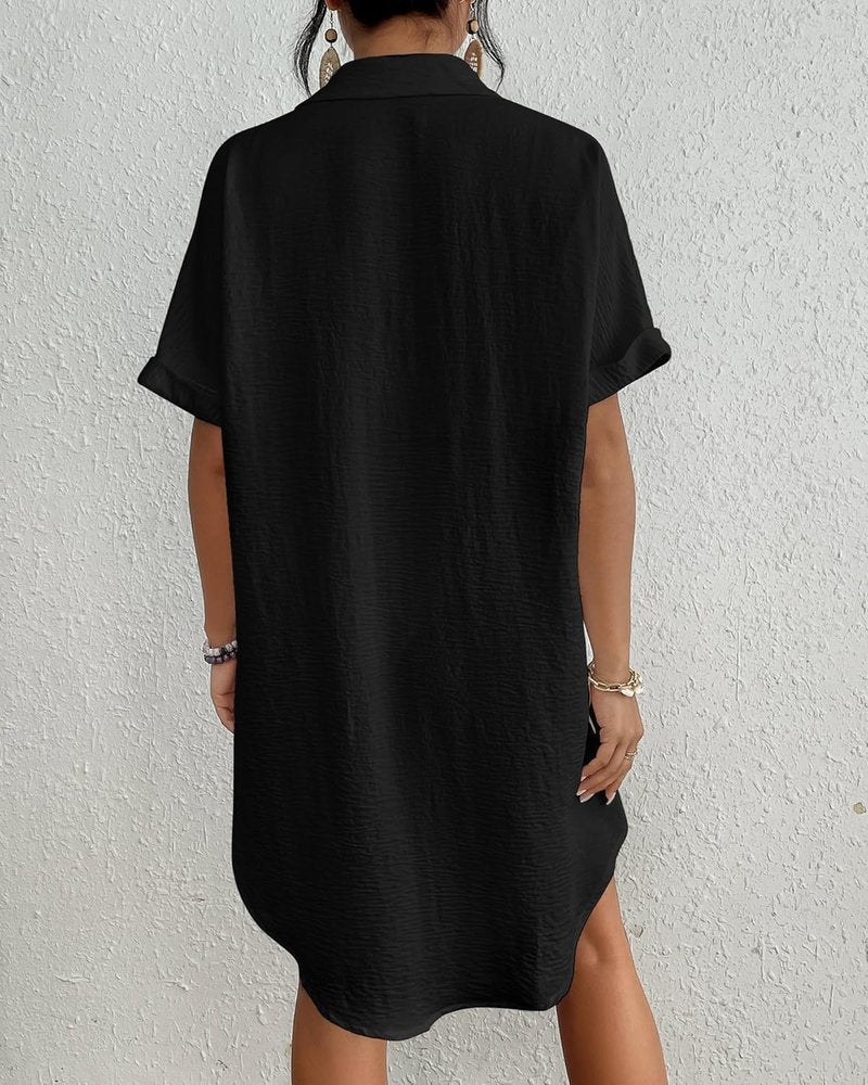 Bsubseach Women Swimsuit Coverup Shirt Dress Button Down Bathing Suit Cover Up Beach Vacation Outfits Black L