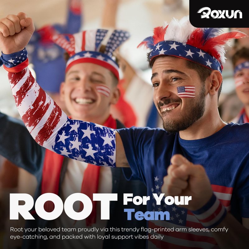 ROXUN 2 Pairs Flag Arm Sleeves Cooling UV Protection for Men Women Soccer Football Sports Argentina Flag