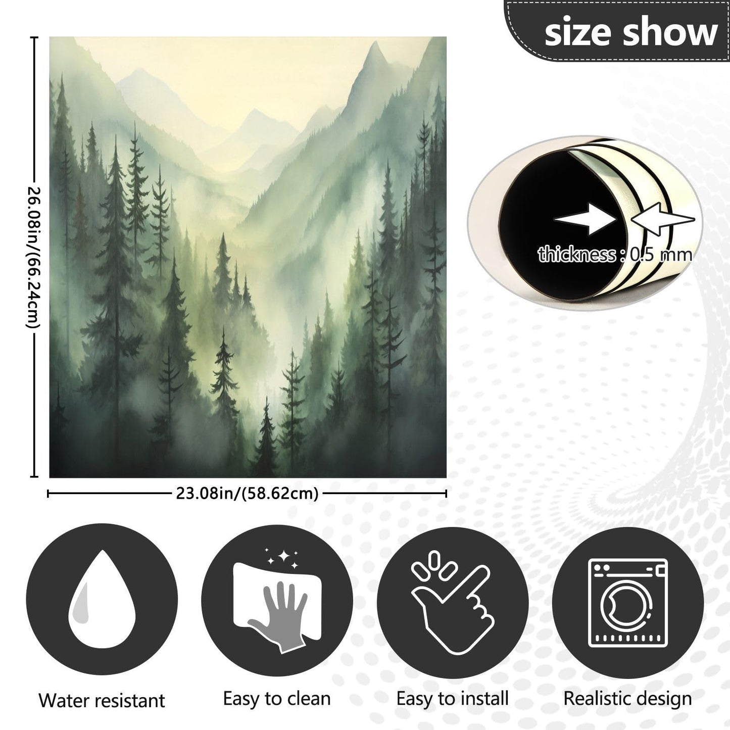 Bulletgxll Watercolour Forest Dishwasher Magnet Cover Decorative Magnetic Dishwasher Front Door Cover Refrigerator Magnet Sheet Sticker for Home Kitchen Decor, 23 x 26 Inch