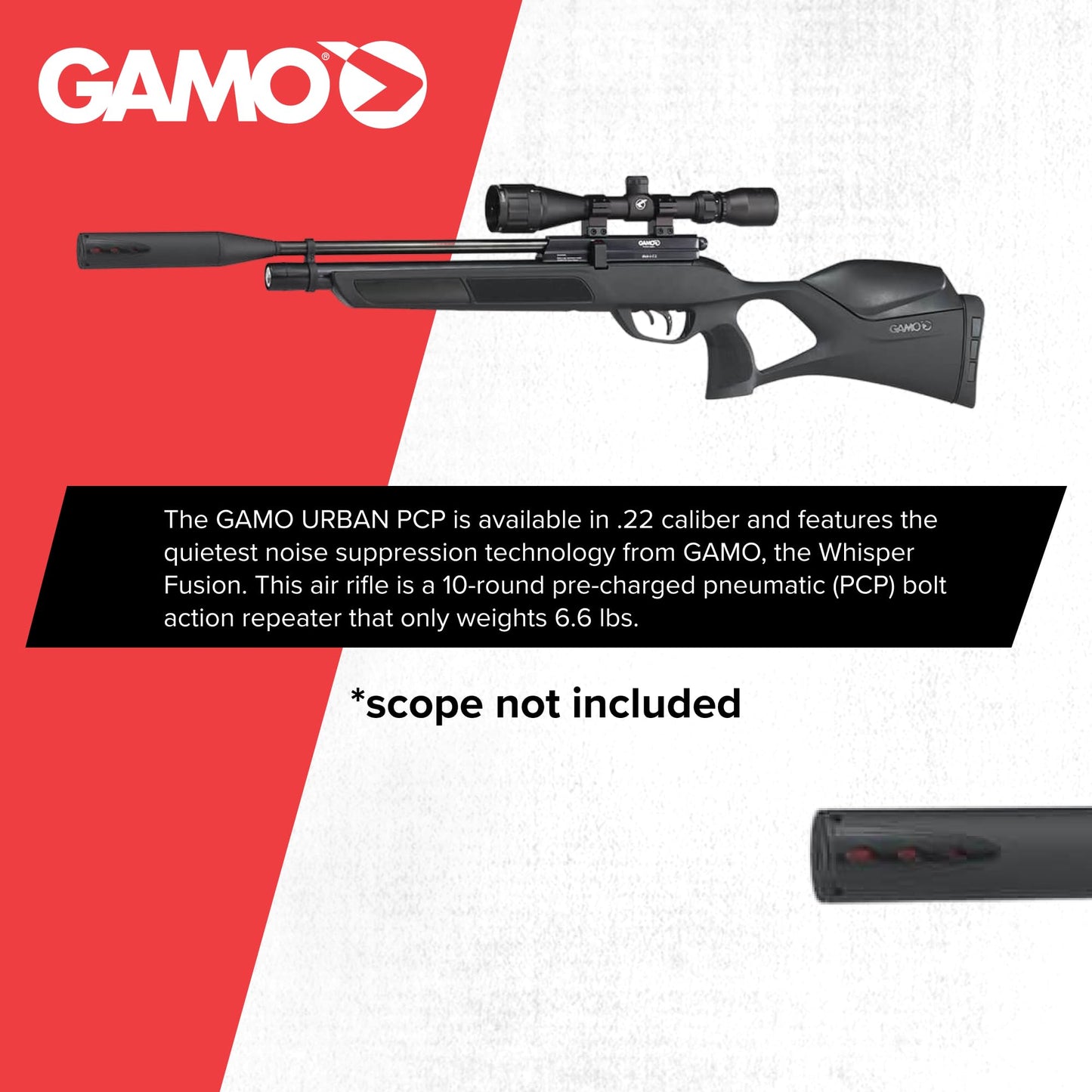 Gamo Urban PCP Bolt Action Air Rifle - .22 Caliber - 1100 FPS - Black