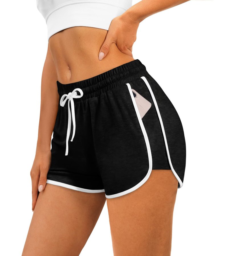 WIHOLL Workout Shorts for Women Back to School Outfits for Teachers Running Athletic Shorts Cruise Summer Beach Vacation Clothes for Women Black M