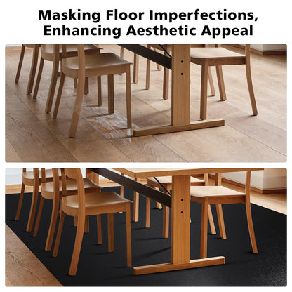 FURKIT Vinyl Floor Mat for Home，5'×7' Black Waterproof Area Mat for Under Dining Room Table, Sturdy Plastic Rug Protector for Kitchen, Living Room, Yard, Garage