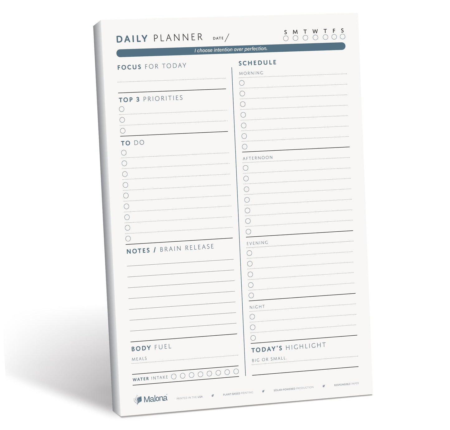 Daily Planner Notepad - ADHD Friendly and College Friendly Productivity Planner - Undated Sheets - Time Blocking Planner with Schedule, Top 3 Priorities, To Do List and Notes - Unique Daily Motivating Quotes - Water Intake and Meal Tracker - Desk Planning