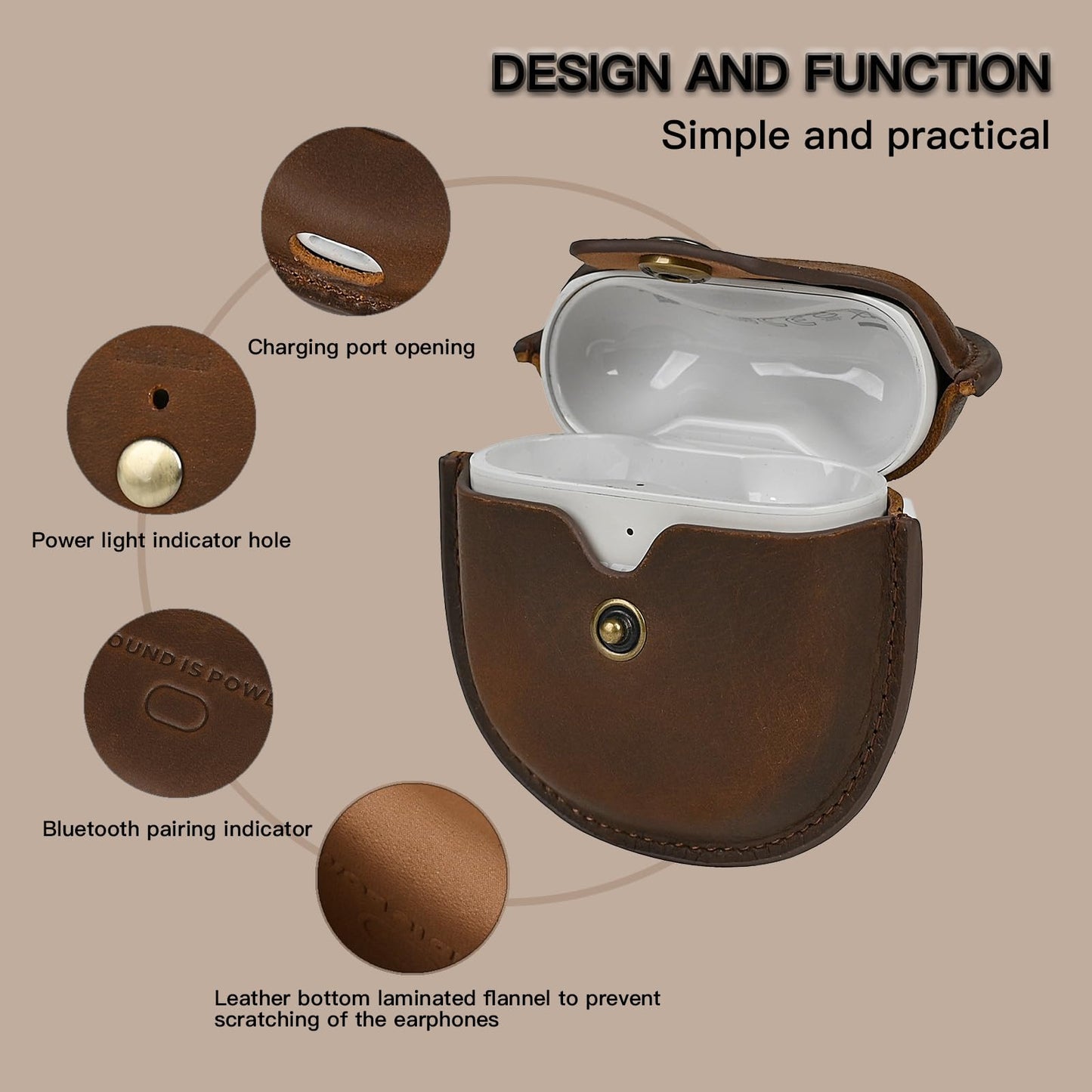 Tusks Land for Bose QuietComfort Ultra Case (2023) & for Bose QuietComfort Earbuds II (2022),Bluetooth Earphone Protective Cover Genuine Leather Earphone Case (Retro Coffee)