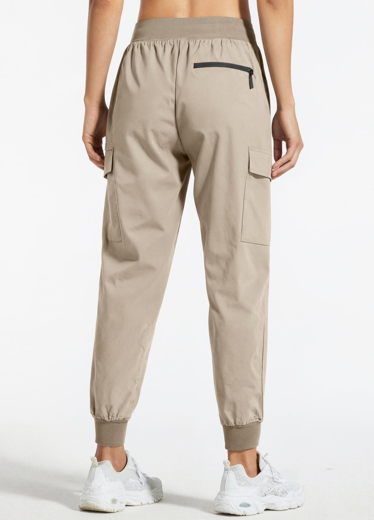 Libin Women's Cargo Joggers Lightweight Quick Dry Hiking Pants Athletic Lounge Casual Travel, Medium Khaki S