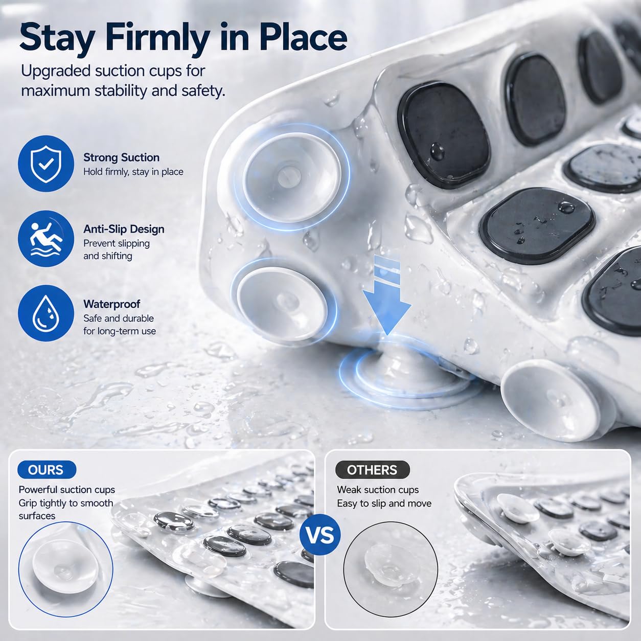 Spa Bubble Bath Mat with Remote,6-Speed Adjustable Bubbles & Non-Slip Suction Cups,Full Body Waterproof Bubble Mat for Bathtub to Relieve Muscle Fatigue, Stress & Improve Circulation