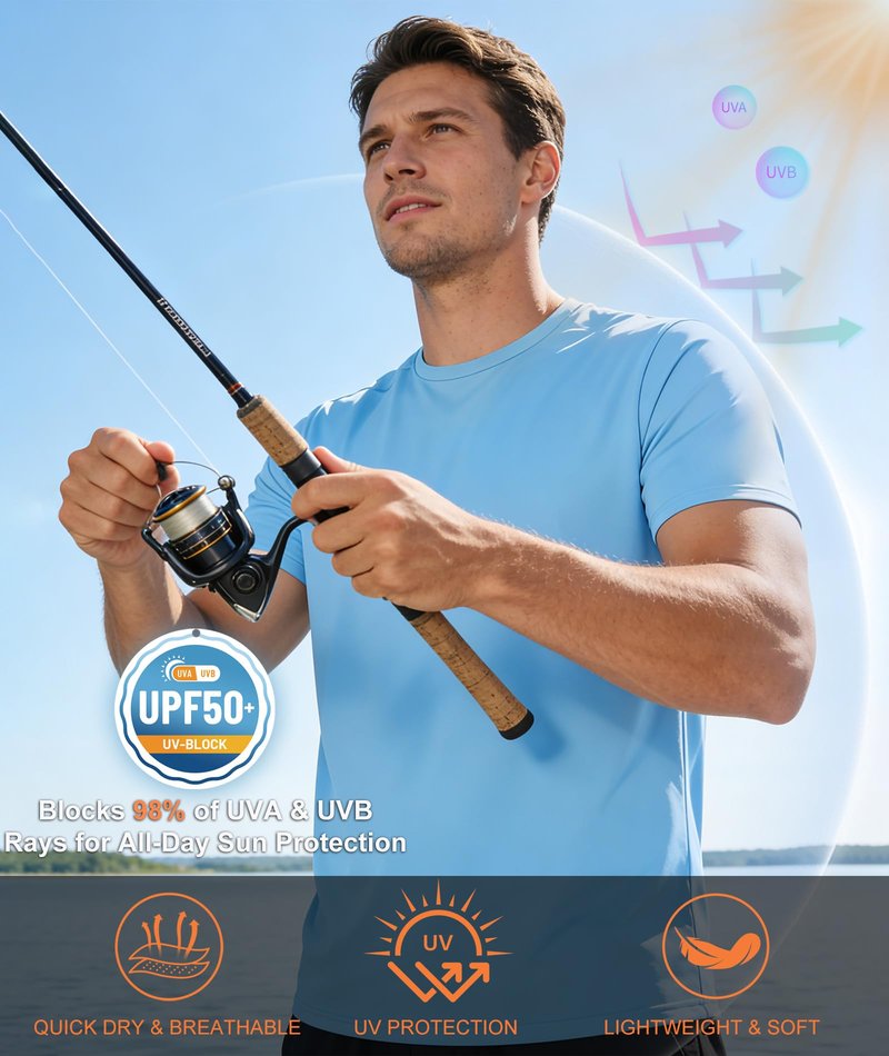 T Shirts for Man Swim Shirt UV UPF 50+ Sun Protection Short Sleeve Workout T-Shirts Moisture Wicking Running Athletic Rash Guard Tee Shirt 7 Pack