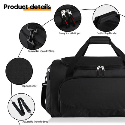 Gym Bag for Men - 55L Black Durable Large Duffle Bag for Travel, Workout, Fitness & Sport