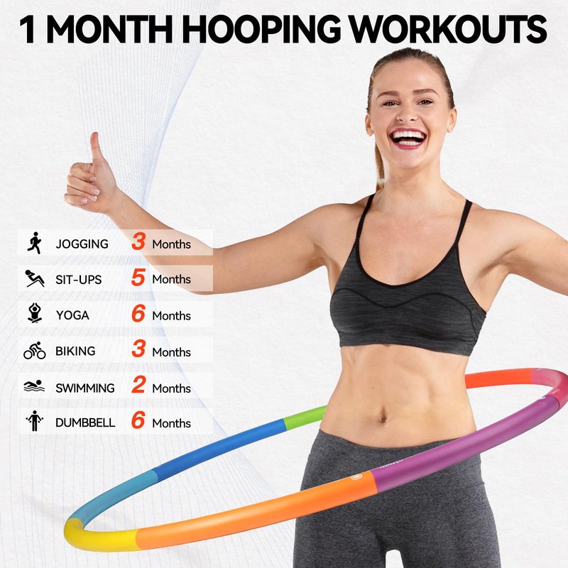 Phobby Weighted Exercise Hoop for Adults, 2.2lbs Adjustable Fitness Hoop, 8 Detachable Hoop Sections with Jump Rope & Storage Bag, Home Gym Workout