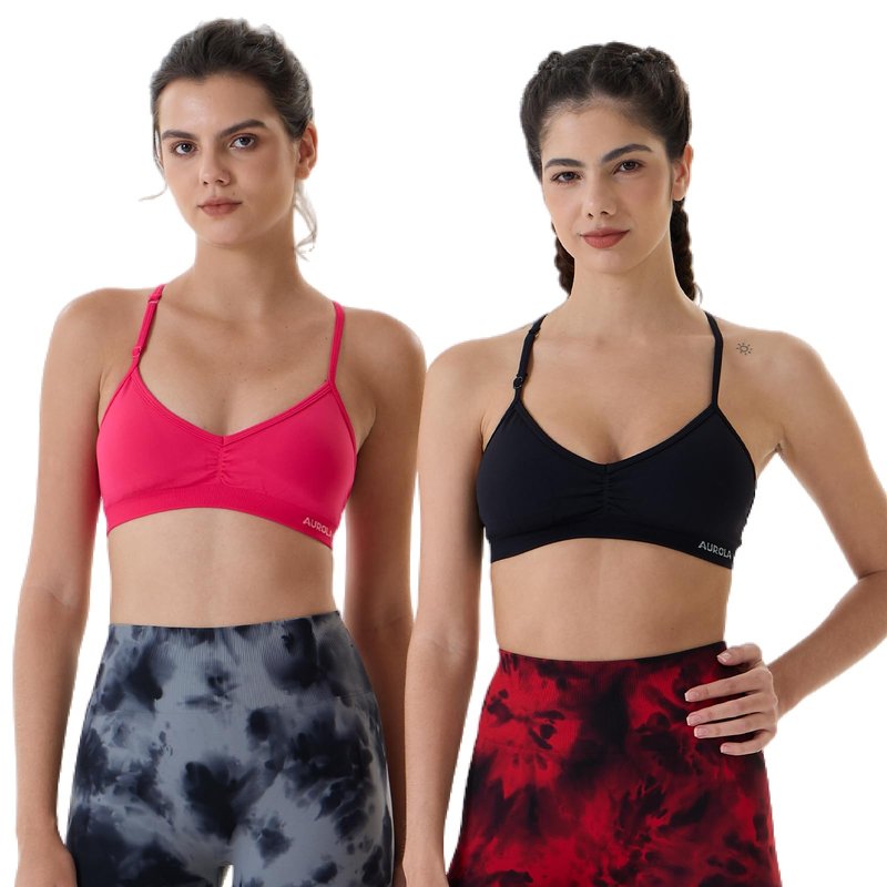 AUROLA Seamless Mercury Workout Sports Bras for Women Athletic Removable Adjustable Backless Minimal Top,Seamless-Black,M