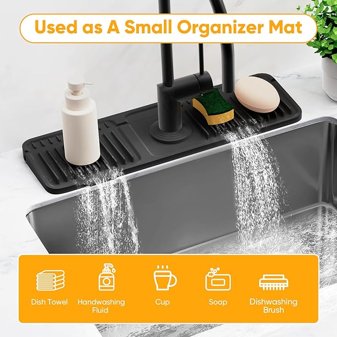 17.7'' Folding Faucet Mat for Kitchen Sink Splash Guard Kitchen Sink Faucet Mat