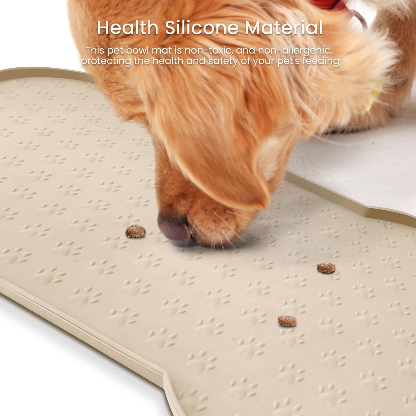 PWTAA Dog Food Mat Anti-Slip Silicone Dog Bowl Mat Thicker Pet Placemat Waterproof Cat Feeder Pad with Raised Edge Puppy Kitten Feeding Mats Suitable Small Medium-Sized Dogs Cats Eating Tray