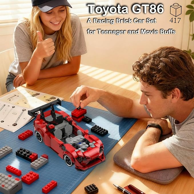 GT86 Building Blocks Car Toys Set 417 Pieces 1:32 Scale Model Speed Car with Display Case Builting Bricks Toy Kit for Teenagers &amp Adults People for Ages 14+ for BrithdaysChristmas