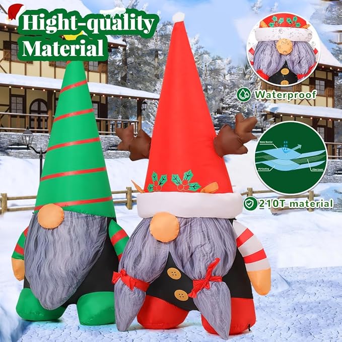 GOOSH 5.4 FT Christmas Inflatables Gnome Outdoor Decoration Blow Up Yard with Built-in LEDs for Garden Lawn Indoor Party Decor
