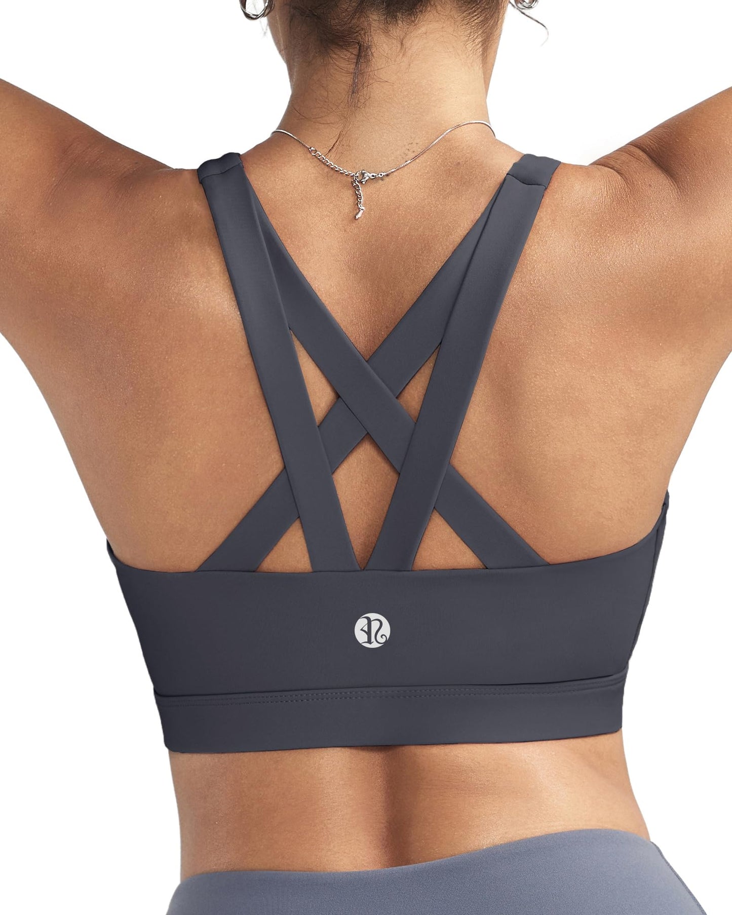 RUNNING GIRL Sports Bra for Women, Criss-Cross Back Padded Strappy Sports Bras Medium Support Yoga Bra with Removable Cups