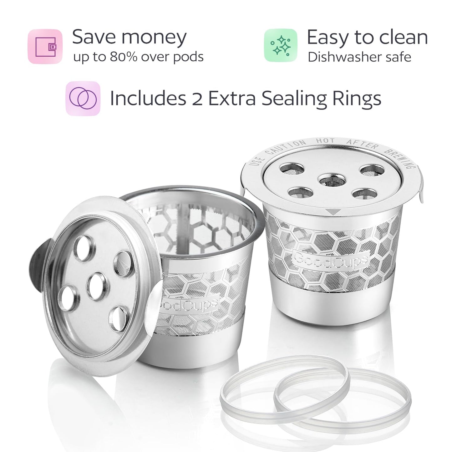 2 Stainless Steel Reusable K Cups for Keurig K Supreme, K Supreme Plus, K Slim, K-Brew Chill, K-Duo Hot & Iced with MultiStream Technology - 2 Refillable Kcups Coffee Filters for Keurig Coffee Makers