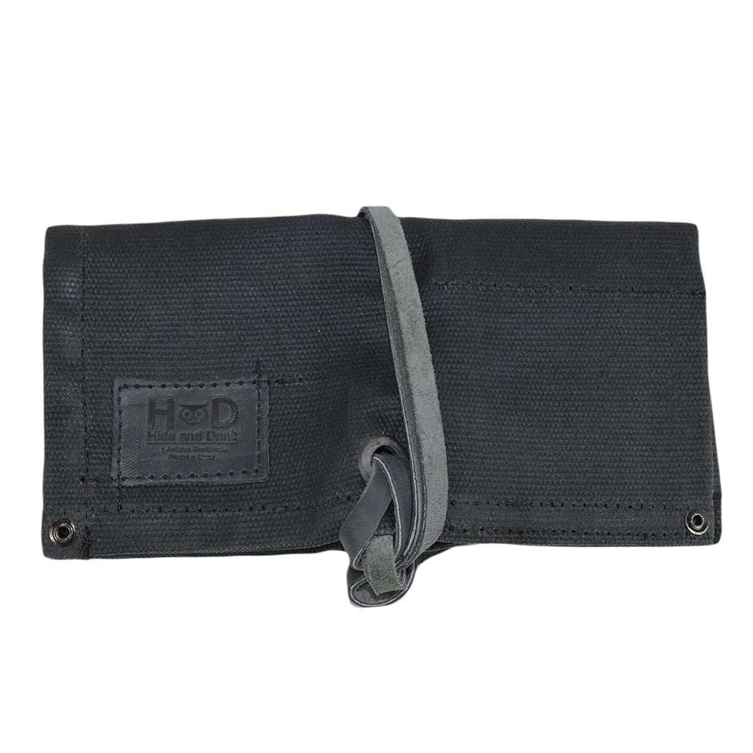 Hide & Drink, Waterproof Waxed Canvas Travel Watch Roll Organizer with 4 Slots, Easy Carry On Watchlover Storage, Handmade Travel Case, Charcoal Black