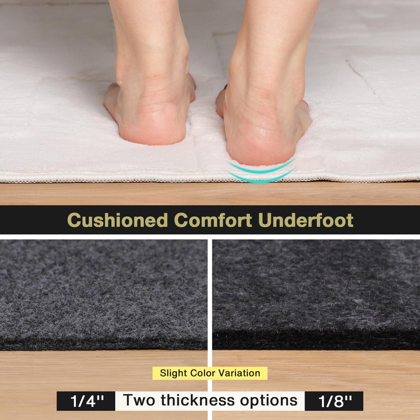 NENSIUM Rug Pad 5x7 Non Slip for Hardwood Floors, 1/8” Extra Thick Waterproof Felt Carpet Pad, Low Profile Underlay for Area Rugs, Safe for LVP & All Floor Finishes, Odorless & Soundproof