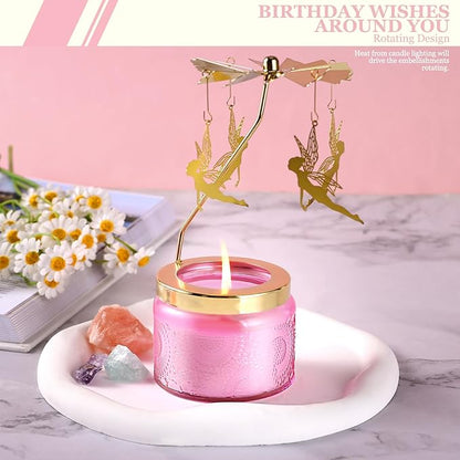 Birthday Gifts for Women, Rotatable Candle Gifts, Vanilla Cream Scented Candles Anniversary Christmas Thanksgiving, Butterfly Best Girl, Friends,Mom, Pink