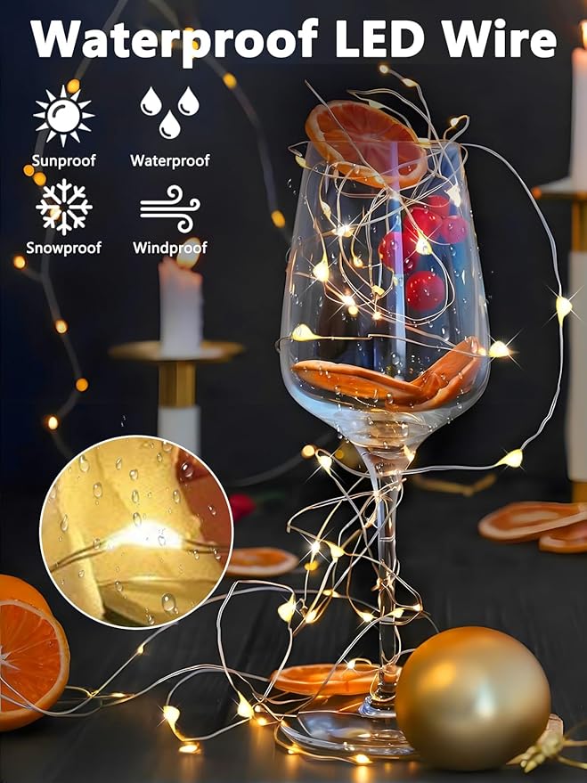 6 Pack Fairy Lights Battery Operated with Remote Control Timer, 26 FT 80 LED String Lights Outdoor Indoor, 8 Mode Twinkle Lights for Christmas Party Wedding Birthday Bedroom Decorations (Warm White)
