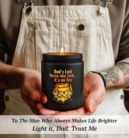 Christmas Candles for Men,Christmas Gifts from Kids, Birthday Xmas Holiday Candle Gifts for Dad, Dad's Last Nerve,Leather Scented,Perfect for Xmas,New Year,Winter Décor,Over 40 Hours,100% Soy Wax