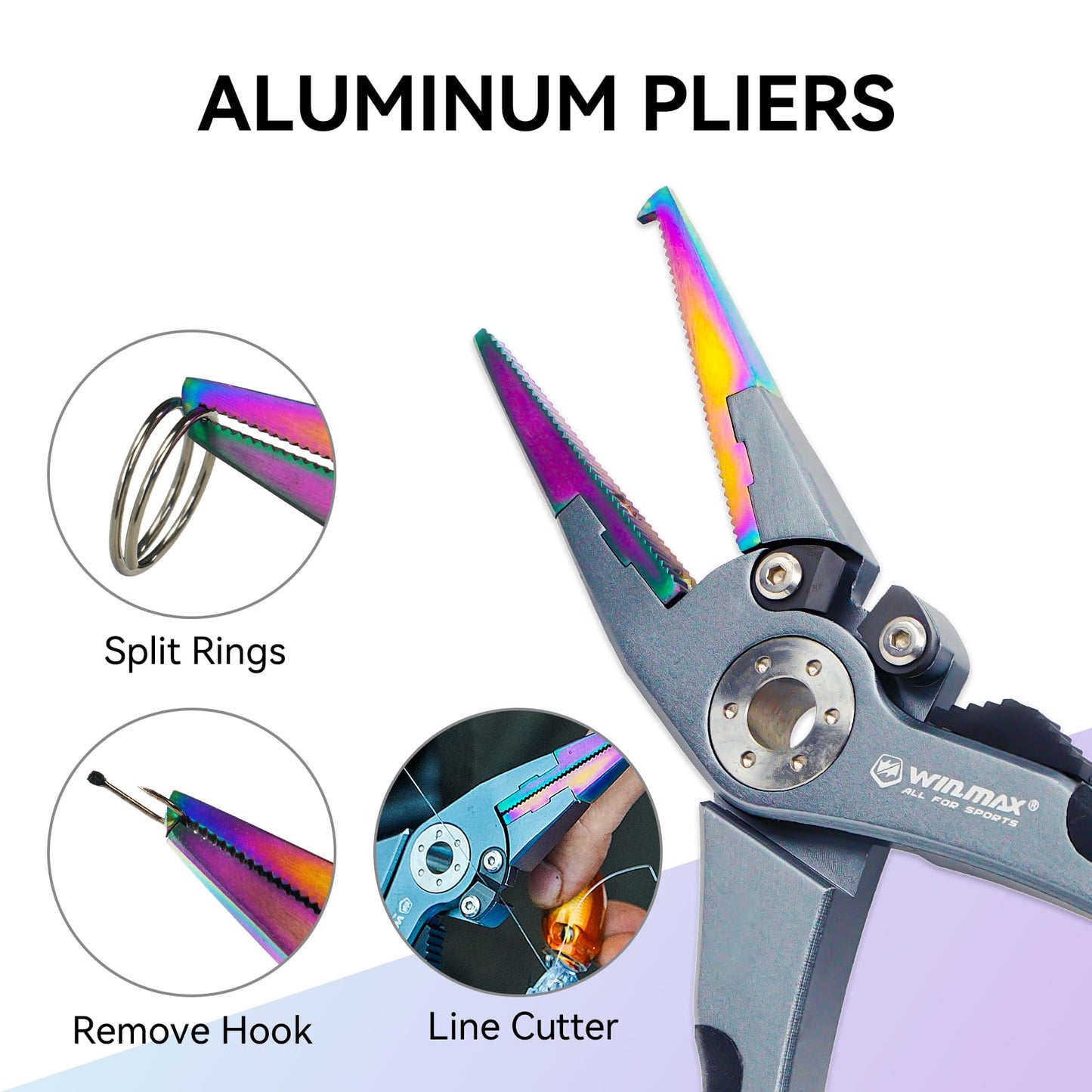Fishing Pliers for Saltwater & Freshwater, with line Cutter, 6 or 7.5 inch, Hook Remover Pliers, SUS420 Jaws with Titanium Coating, Tungsten Carbide Cutter (Black, 7.5 inch)