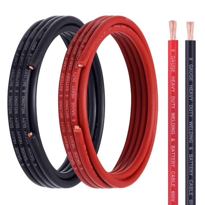 Geosiry 8 Gauge Battery Cable, 15FT Red + 15FT Black 8 AWG Welding Cable, Stranded Oxygen-Free Copper Wire for Automotive, Battery, Solar, Marine and Generator