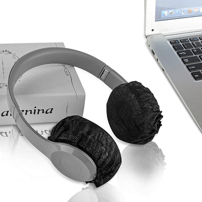 Geekria 100 Pairs Disposable Ear Covers for AKG Y500, Beats Solo 3, Solo 2, JBL Tune 500BT, Sennheiser HD 239 Headphones, Stretchable & Hygienic Protectors (S/Black)