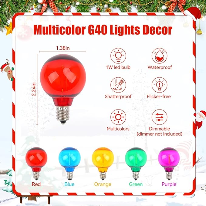 200FT Festoon Wedding Tent Lights for Party Outdoor String Lights RGB Waterproof/Connectable/Dimmable Shatterproof Bulbs,Colorful Globe Outside Lighting for Patio Backyard Cafe Garden