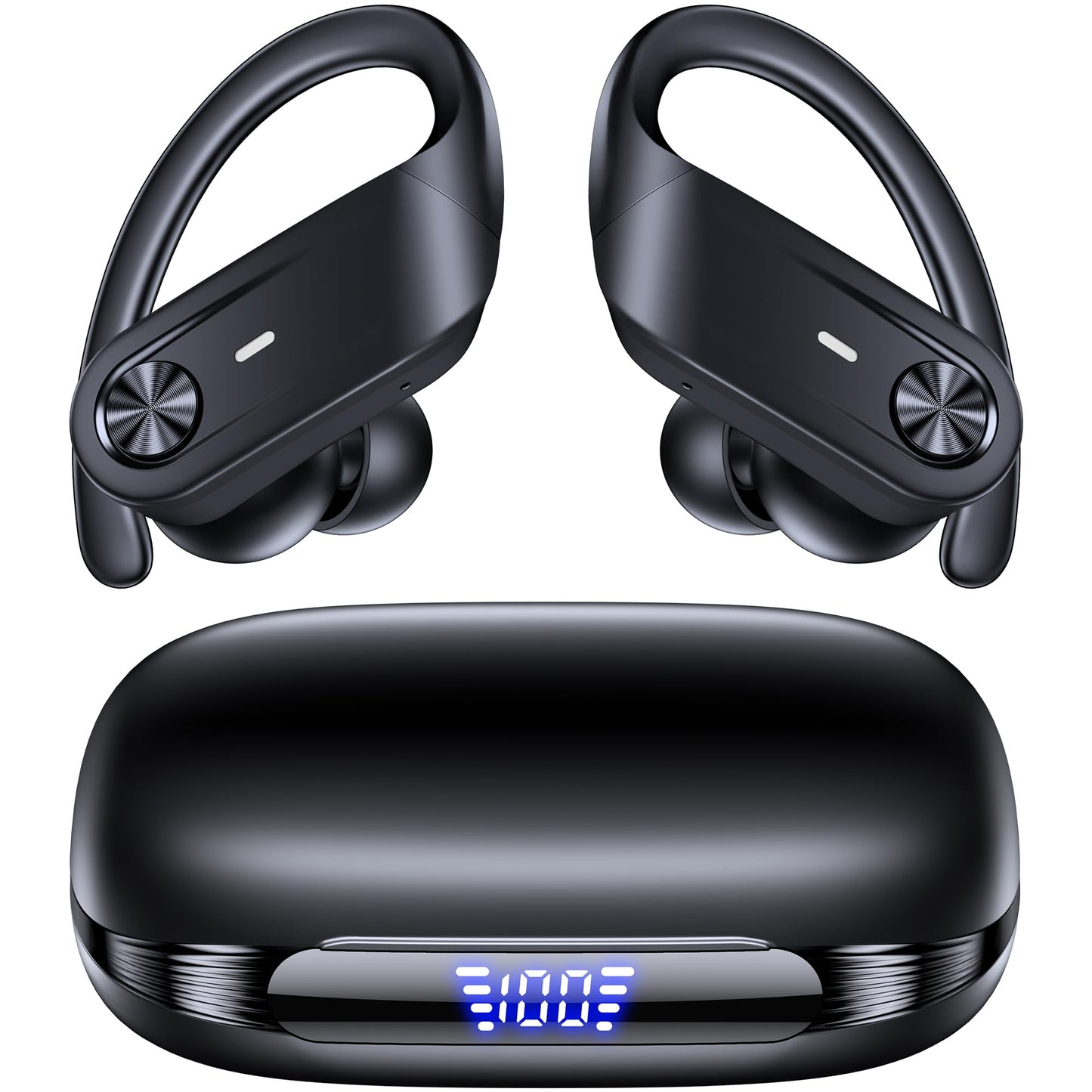 Hybrid Active Noise Cancelling Ear Buds Wireless 80 Hrs Playtime Hi-Res Stereo Quality Earbuds with Transparency Mode Bluetooth Headphones with Earhooks Sports ANC Earphones for Running Working Travel