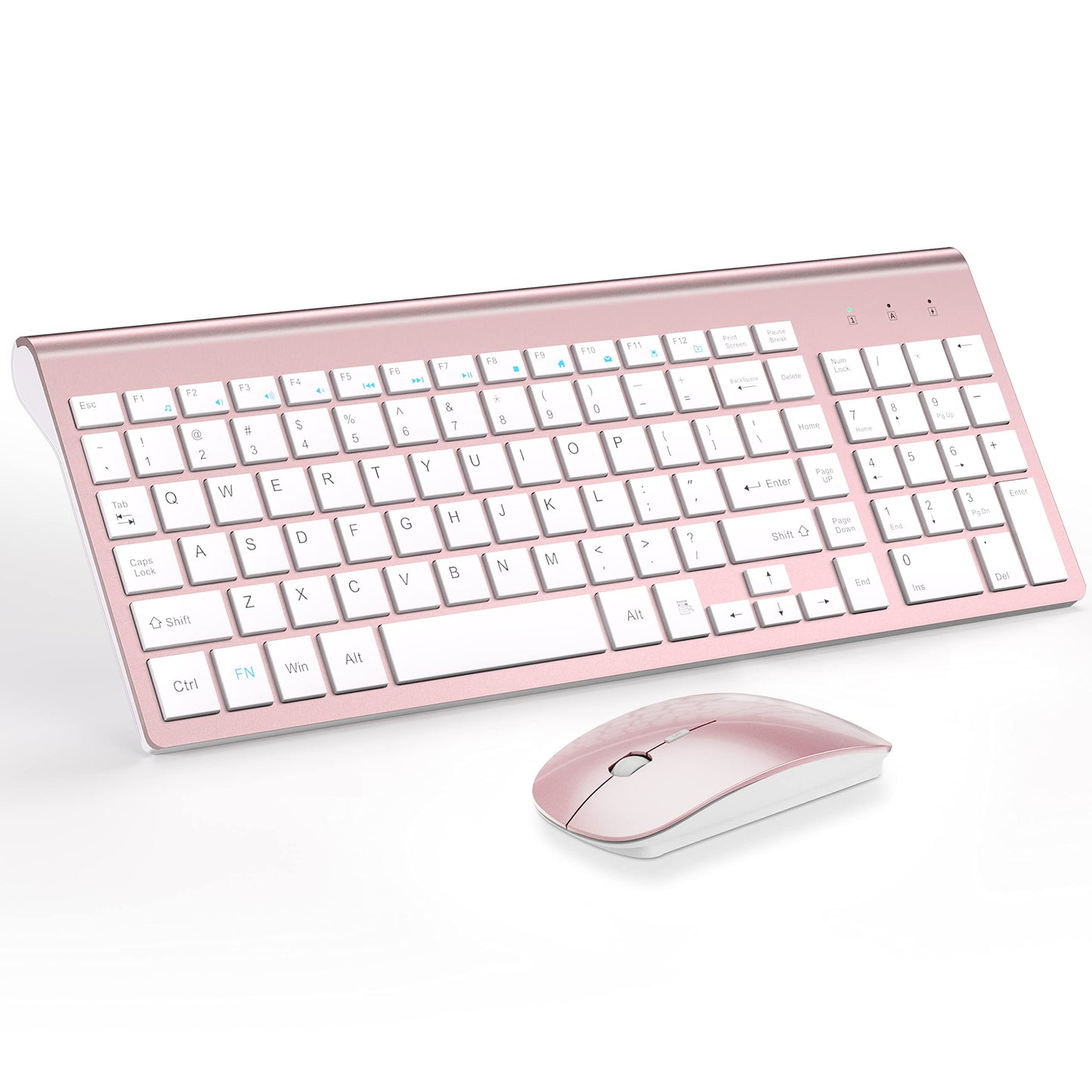 Wireless Keyboard and Mouse Ultra Slim Combo, TopMate 2.4G Silent Compact USB 2400DPI Mouse and Scissor Switch Keyboard Set with Cover, Batteries Included, for PC/Laptop/Windows/Mac - Gray Black
