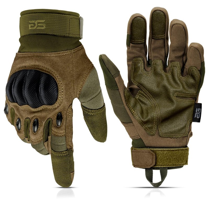 Glove Station Gloves for Men – Touchscreen Utility Gear with Hard Knuckle Protection Used in Motorcycle, Airsoft, & Outdoor Work Green - Hard Knuckle X-Large