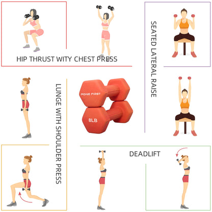 Dumbbell Hand Weight Pairs – Neoprene Dumbbell Exercise & Fitness For Home Gym Equipment and Adjustable Dumbbell Sets–Non-Slip, Color Coded Hex Shaped Free Weights For Women,Men 2LB 3LB 5LB 8LB 10LB Pounds