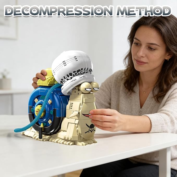 Anime Snail Phone Bug Building Kit 701 PCS Pirate Transponder Snail Model with Spotted Hat &amp Blue Shell Creative Cartoon Animal Figure Construction Toy Manga Desk Decor Gift for Adults Teens