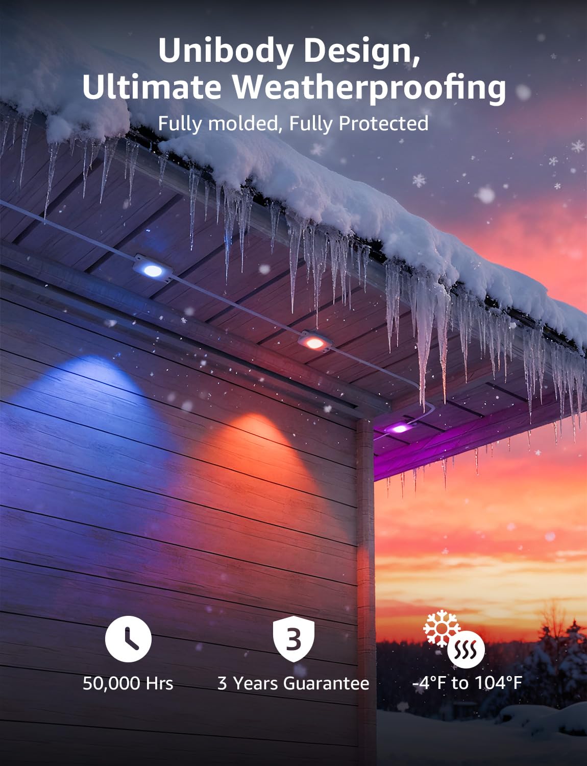 Lepro EE1 AI Permanent Outdoor Lights with Dual-Output, 300ft 180 LED RGB+IC Smart Outside Light for House Christmas Decor,Alexa Google Enabled 2.4 GHz WiFi/Bluetooth, APP Control No Remote Controller