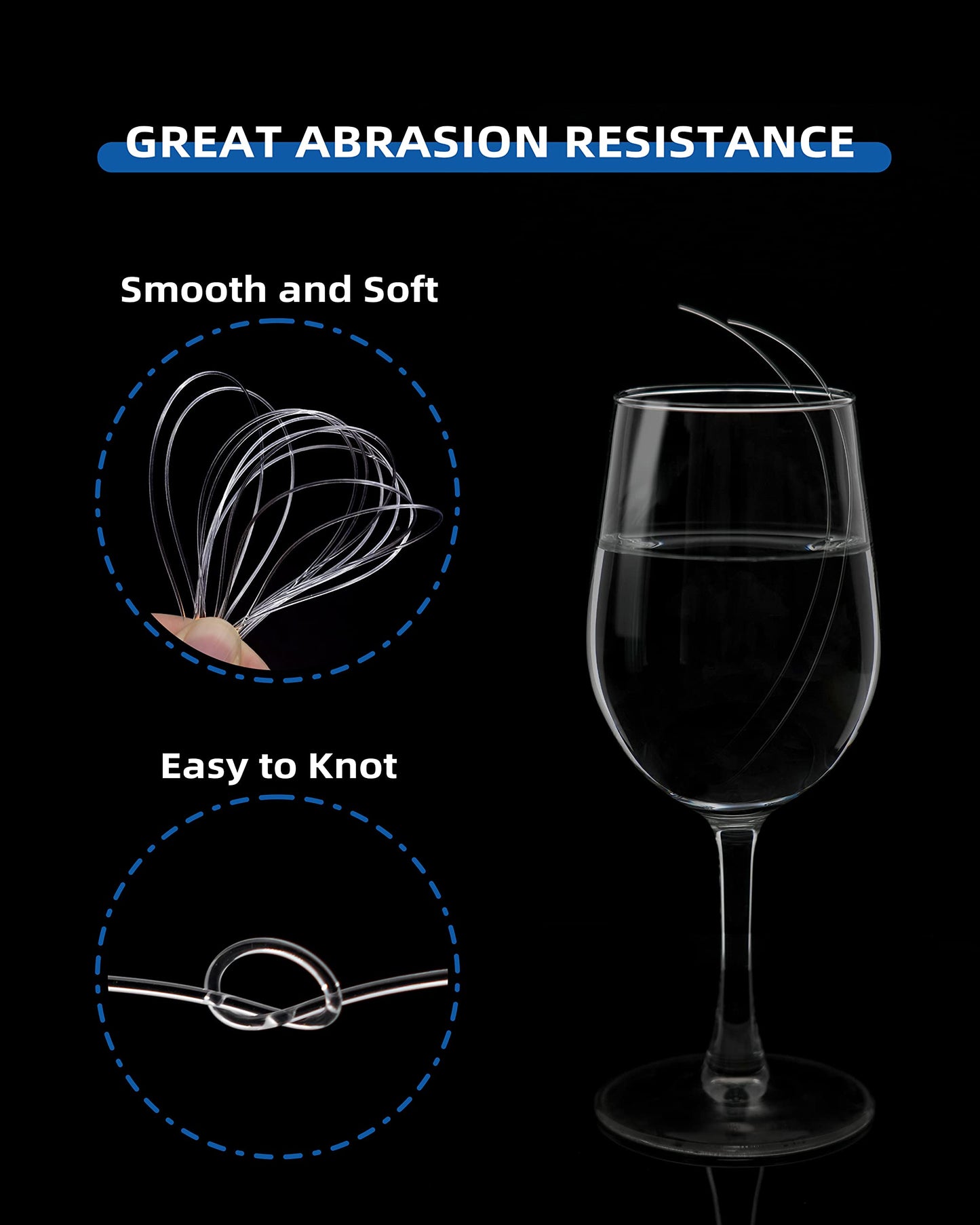 BLUEWING Monofilament Fishing Line Dia. 0.9mm 100 lbs 500 Yards Invisible Thin Diameter Mono Fish Wire String, Clear