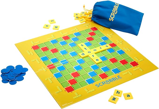 Mattel Games Scrabble Junior Kids Crossword Game with 2-Games-in-1 2-Sided Game Board for 2 to 4 Players Ages 6 to 10 Years Old Y9667