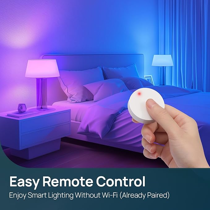 Linkind Smart Light Bulbs with Remote Control, Smart Bulb That Work with Alexa & Google Home, LED Light Bulbs Color Changing 64 Preset Scenes, A19 E26 2.4Ghz WiFi Light Bulbs Dimmable 60W 800lm 6 Pack