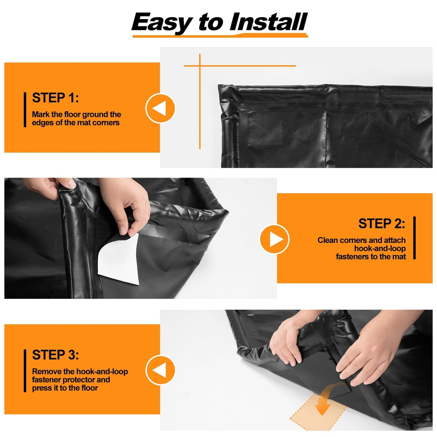 UEAKPIC Garage Floor Mat 7'9" x 18', Heavy Duty 1300D PVC Containment Mat with Floor Squeegee, Waterproof Protection from Snow, Rain and Mud for Cars, Black