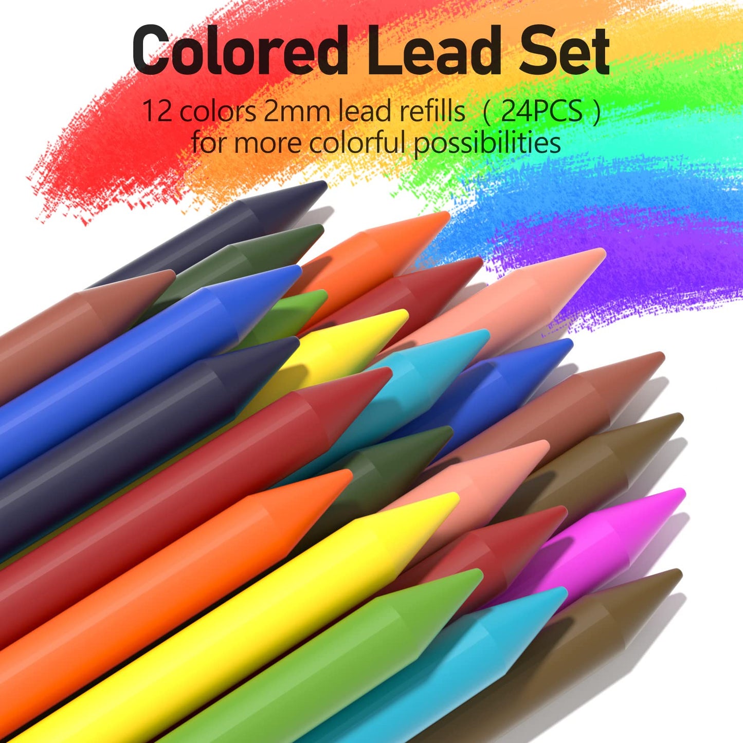Four Candies 25PCS Mechanical Pencil Set with Case, Art Supplies with Metal Pencil 0.5, 0.7, 0.9 mm & 3PCS 2mm (HB 2H 2B 4B Color) & 432 Graphite Lead Refills, Technical Drawing Kit for Teen & Adults