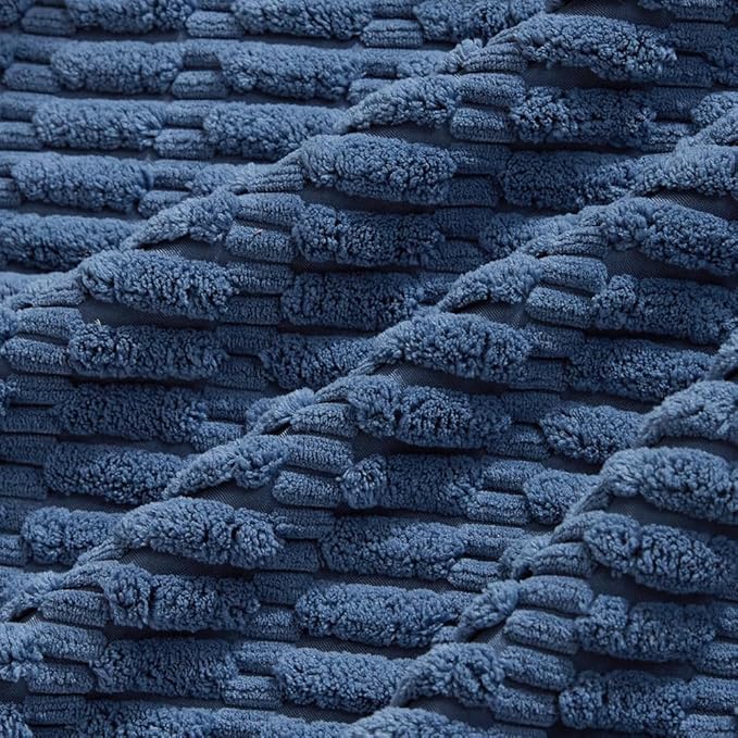 Fancy Homi Dusty Blue Decorative Throw Pillow Covers 20x20 Inch for Living Room Couch Bed Sofa, Rustic Farmhouse Boho Home Decor, Soft Striped Corduroy Square Cushion Case 50x50 cm