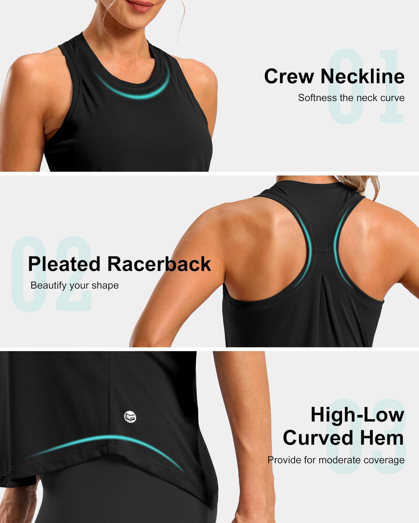 G Gradual Women's Workout Tank Tops Racerback Athletic Yoga Tops Loose Fit Sleeveless Running Gym Sports Shirts for Women(Black,XL)