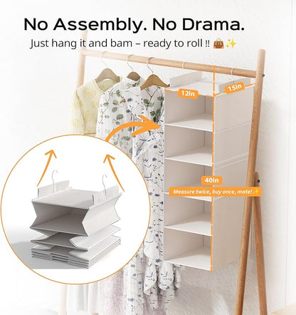 Extra Deep Hanging Closet Organizers and Storage, 5-Tier Closet Hanging