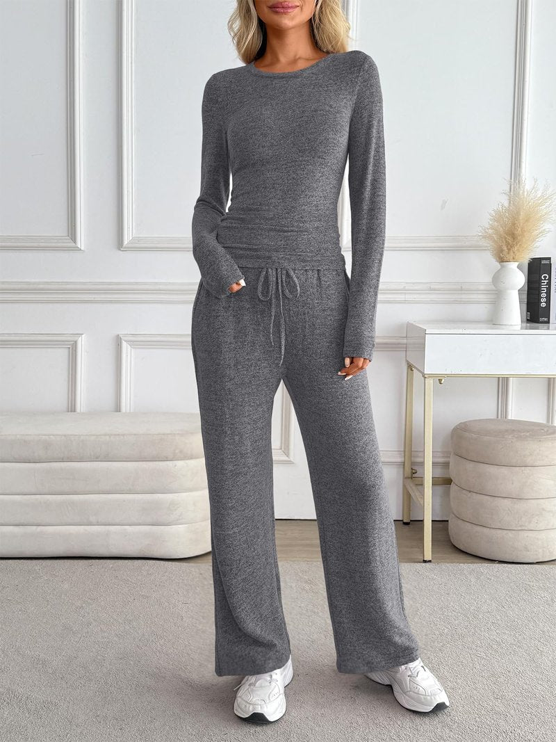 LILLUSORY Womens 2 Piece Matching Lounge Sets 2025 Fall Fashion Knit Sweater Airport Travel Vacation Outfits Gym Sweatsuits Grey M