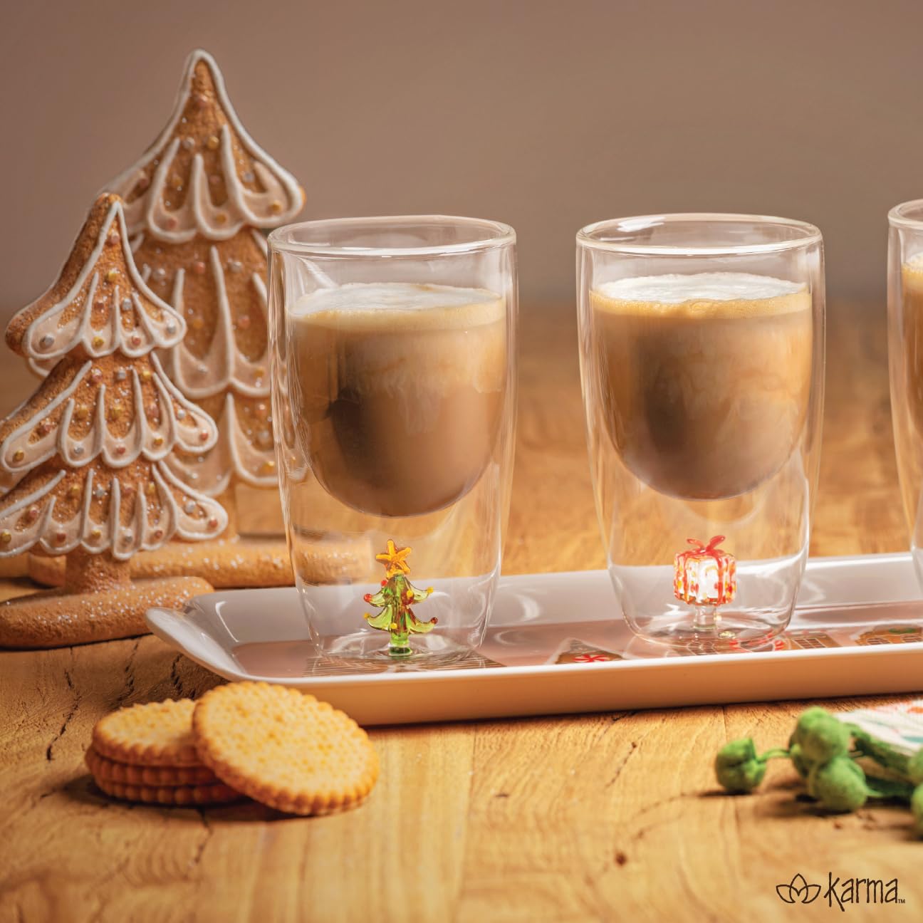 Karma, Melamine Holiday Trinket Tray, Narrow Christmas Jewelry Dish Tray for Rings Bracelets Necklace, Holiday Sweets