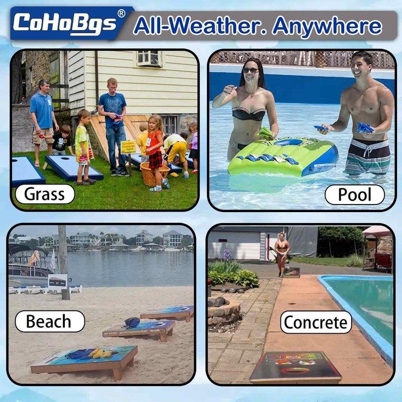 CoHoBgs Cornhole Bags Set of 8, Professional Corn Hole Bean Bags Dual-Sided Slick & Stick Resin Filled Suede and Duck Canvas Offical Bean Bag for Cornhole Toss Game Includes Carry Case