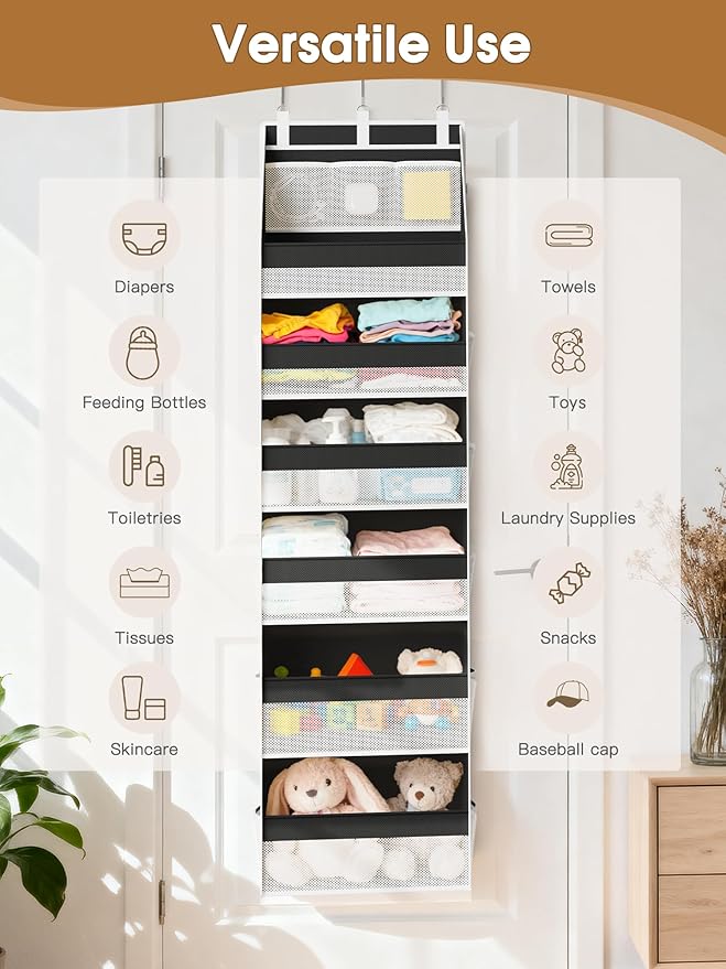 Criusia Over the Door Organizer, Heavy-Duty 6-Shelf Hanging Storage