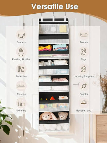 Criusia Over the Door Organizer, Heavy-Duty 6-Shelf Hanging Storage